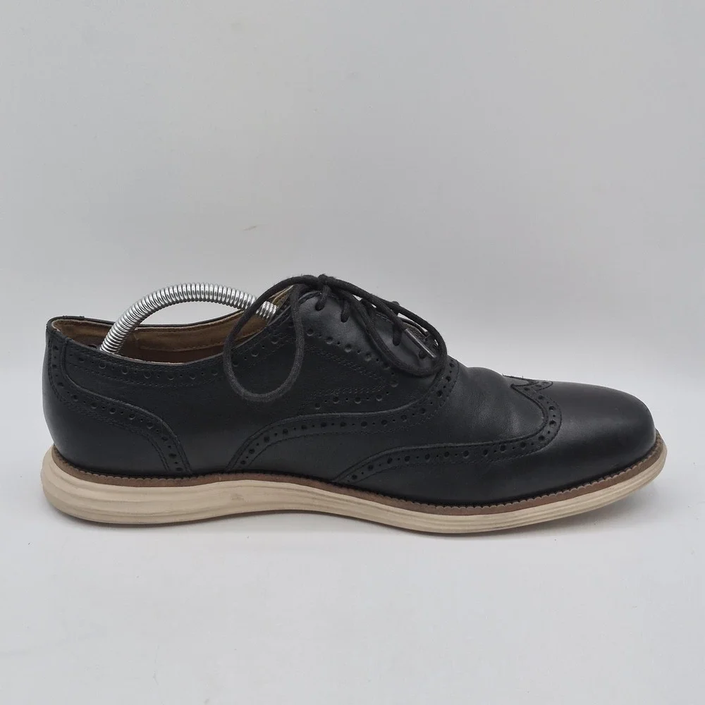 Cole Haan Shoes Mens Size 10.5 Black Wingtip Oxford‎ Leather Brogue Dress C21130